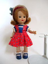 1954 NASB Nancy Ann SLW Doll MUFFIE 604-4 dress red blue floral w/hat vtg 50s picture