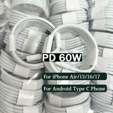 Bulk Lot 60W Fast Charger PD Cable USB-C Cord For iPhone Air 15 16 17 Samsung  picture
