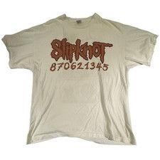 Vintage 2000 Slipknot T-Shirt XL White 9 Members Numbers Band Merch Metal picture