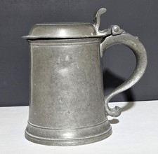 Antique American Pewter Tankard Peter Young picture