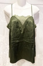 Cami NYC Classic Olive Silk Peekaboo Lace Cami Top M $225 Quiet Luxury picture