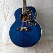 U.S. spot Jumbo Acoustic Guitar Viper Blue Solid Spruce Top Flower Abalone Inlay picture