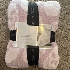RACHEL ZOE FAUX FUR Sculpted SKULL DESIGN METALLIC THREAD FULL QUEEN BLANKET picture