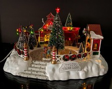 Lemax Animated North Pole Christmas Tree Lot Fiber Optic ~ Tested/Working picture