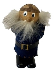 VTG Viking Nordic Figurine Wood Decor Mans Cave Rare Hand Made 5” picture