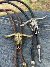 Longhorn bolo Tie Leather Cord: YOU CHOOSE SILVER or GOLD +  FAST  picture