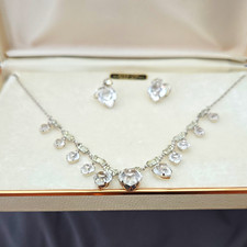 Vintage Sparkling Charles Gems Sterling Necklace / Earring Set picture