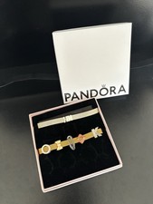 AUTHENTIC Pandora Charm 5 Sterling Silver + Gold Plated clips and slides picture