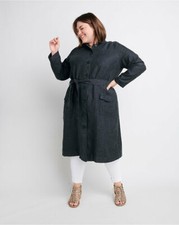 NEW RYLLACE $288 PLUS SIZE LUXURY LINEN BELTED TIE WAIST DRESS DUSTER SZ 22 picture