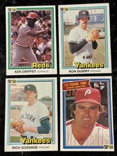 Donruss 1981.   Griffey Reds, Guidry, Gossage Yankees, Carlton. Lot 4 picture
