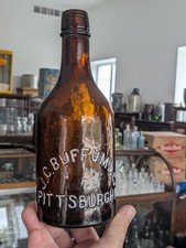 ***RARE*** JC Buffum Squat Quart Amber Ale Blob Top Beer Bottle Mineral Water picture