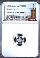 2025 Alderney Una and the Lion 5 Pounds Platinum NGC PF69 Ultra Cameo - 1K Made picture