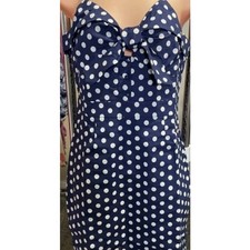 Main Strip NEW Polka Dot Midi Dress Blue White Retro Pinup Large picture