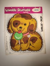 NEW Vtg Cut and Sew Panel Lovable Stuffable Fairfield Lolly Pup Dog LS-501 19.5