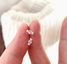 Tiny Silver Candy Pink Cubic Zirconia Stud Earrings picture