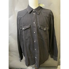H&M Men Regular Fit Denim Pearl Snap Western Shirt Dark Wash XXL picture