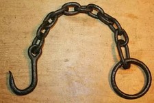 Antique Wrought Iron Hook on Ring And Chain Beam 20