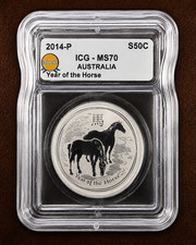 2014-P Australia Year Horse 1/2 oz Silver 50C ICG MS70 Lunar Series II picture