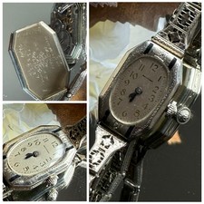 1930’s Ladies Art Deco Enamel  Waltham Watch~ Matching Filigree Band picture