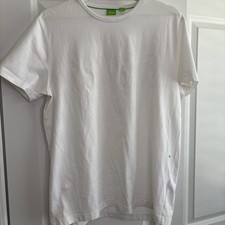 BOSS Hugo Boss Men's White Crew Neck T-Shirt Short Sleeve Logo Jersey Cotton picture