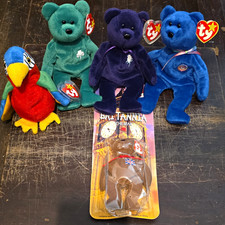 Ty Beanie Babies Lot of 4 Plush w/ Tags incl Britannia Bear 1997 Vintage picture