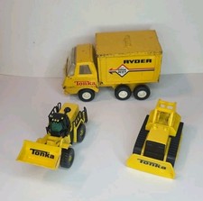 70's Mini Tonka Ryder Moving Box Truck plus Diecast Front End Loader & Bulldozer picture