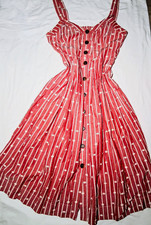 Maeve Red/White Striped Button-Front Midi Sundress Sweetheart Cotton Sz 2 picture