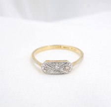 Art Deco Diamond & Pearl Ring Petite Stacker Platinum 18k Gold Size 7.5 RG5425 picture