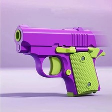 Purple Mini Manual Burst Gravity Fidget Pistol Stress Relief Toy Plastic Gun picture
