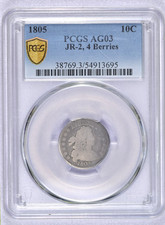 1805 DRAPED BUST DIME PCGS AG3 JR-2 4 BERRIES NICE EARLY TYPE picture