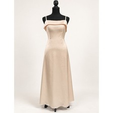AW Bridal Champagne Satin-Finish Maxi Bridesmaid Dress Size 8 picture