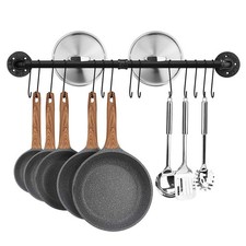 Toplife 31.5 Inch Pot Rack Kitchen Wall Mounted Detachable Pan Lid Utensils picture