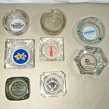 Mixed Brands Lot of 8 Vintage Clear Glass Hotel & Casino Advertising Ashtrays picture