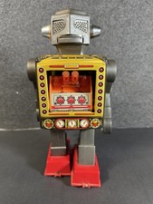 SH Vintage Battery Operated Attacking Martian Tin Robot Toy Japan picture