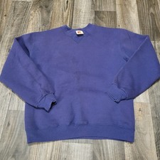 Vintage 70s Russell Athletic Blank Crewneck Sweatshirt Blue Size Medium USA picture