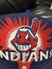 Vintage Cleveland Indians Rare MLB Sport Logo 7 Burst Explosion Hat Snapback picture