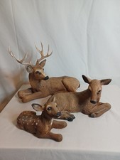 Vintage Homco Deer Family 1984 Buck Doe Fawn Resin Farmhouse Man Cave Cabin USA  picture