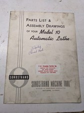 SUNDSTRAND MACHINE TOOL PARTS LIST MANUAL BOOK ASSEMBLY DRAWING MODEL 10 LATHE picture