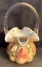 Nice Vintage  FENTON  Hand Painted  Basket  Shelley Fenton  &  Artist Signed picture