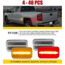 Fit 2015-2023 Chevy Silverado 2500HD 4-40X Fender Clear LED Side Amber Red Light picture