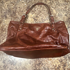 Vintage Prada Brown Leather Shoulder Crossbody Bag PRADA MILANO DAL 1913 Italy picture