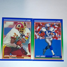 Score 1990 NFL Football Cards Lot (2) Gerald Riggs #66 Dave Krieg #61 picture