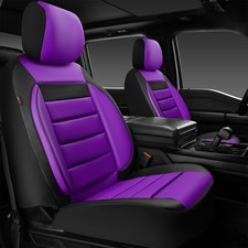 CAR PASS Leather Car Seat Covers Front Seats Only, Universal Fit Purple  picture