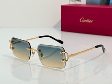CARTIER CT1828O Gold Rimless Rectangle Sunglasses Blue Yellow Gradient Lenses  picture