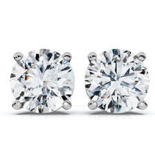1 - 6Ct TW Round Diamond Push Studs 14k Gold Earrings Lab Grown (FG/VS) picture