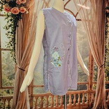 Vintage 1960s Housedress Minidress Pinafore Dress Lilac Purple Teapot Applique picture