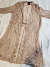 Lolla Rose Duster Kimono, Dusty Rose Mauve, Sheer Lace, Boho, Coquette Medium picture
