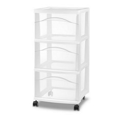 3 Drawer Medium Cart Plastic Storage Drawers with Casters, Portable Utility Stor picture