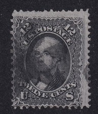 MATT'S STAMPS US SCOTT #97 GEORGE WASHINGTON 12-CENT 1867 F-GRILL, USED CV$260 picture