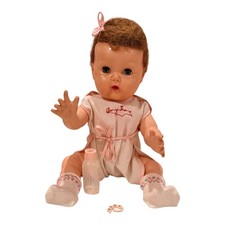 Vtg Baby 1950s AMERICAN CHARACTER TINY TEARS DOLL W/CARACUL HAIR Wig 14